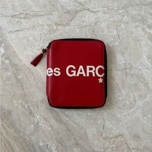 Comme des Garcons Huge Logo Red Zip Compact Wallet